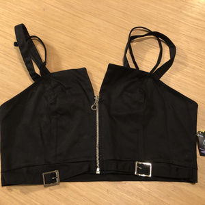 NWT Nasty Gal Cropped Zip Top, Size L